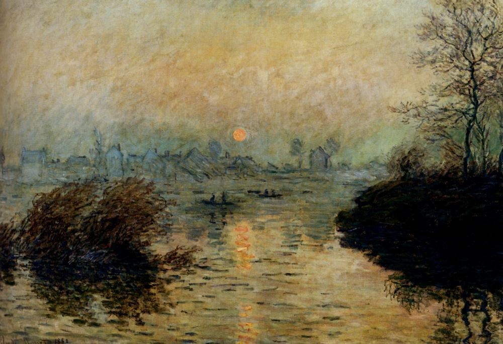 Claude Monet Sun Setting Over The Seine At Lavacourt